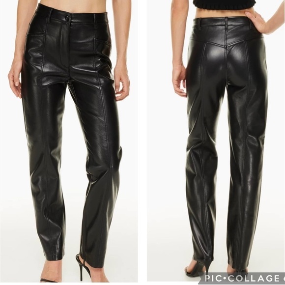 Aritzia Wilfred Rebel Faux Leather Straight Leg Pants Size 2 - Picture 15 of 15
